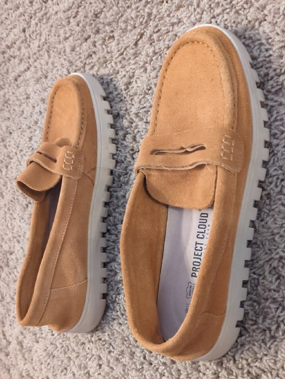 Project Cloud Women's Suede Penny Loafers in Camel - Picture 4 of 4